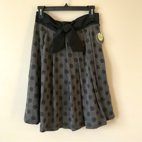 Eva Franco Polkadot Knit Pleated Circle Skater Skirt - Picture 2 of 10